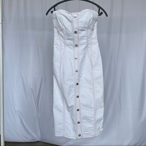 Veronica Beard White Denim strapless dress